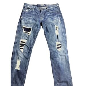 7 For All Mankind Roxanne Jeans Womens 30 Distressed Medium Wash Skinny Denim